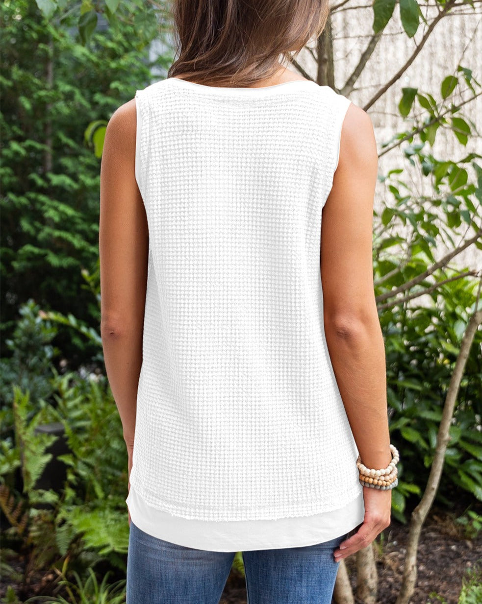 Waffle Knit Scoop Neck Top