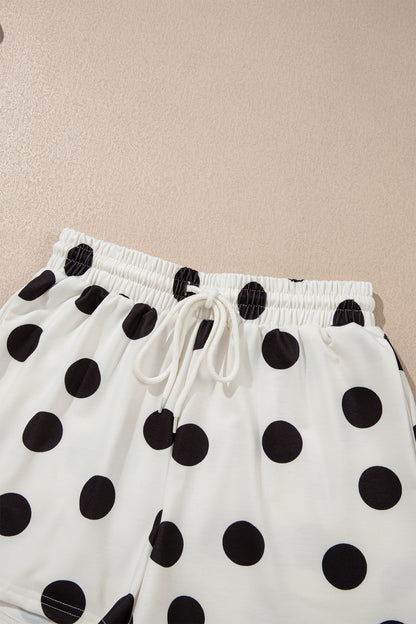 Polka Dot Short Sleeve Tee & Drawstring Shorts Set