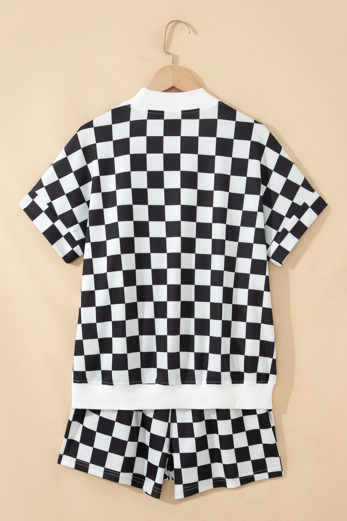 Checker Colorblock Mock Neck Top & Short Set