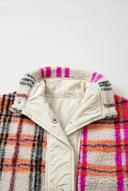 Plaid Sherpa Buttoned Jacket Vest