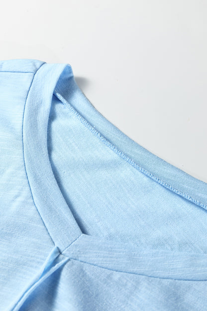 Flower Patch Exposed Seam 3/4 Sleeve T-Shirt