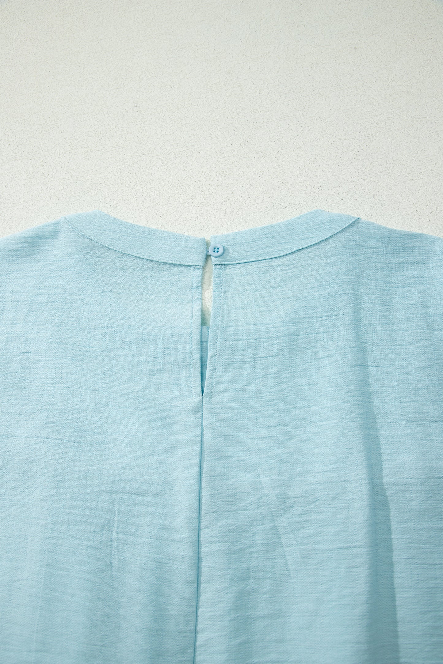 Solid Pleated Tie Sleeve Babydoll Blouse