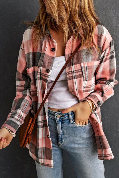 Plaid Chest Pocket Buttoned Shirt