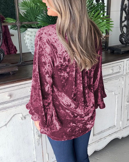 Velvet Pagoda Sleeve Top