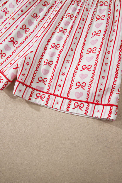 Bow Heart Top and Shorts Pajama Set