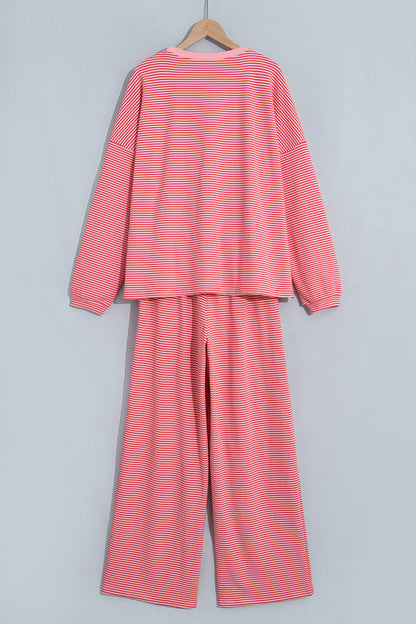 Stripe Oversized Long Sleeve Top & Pants Set
