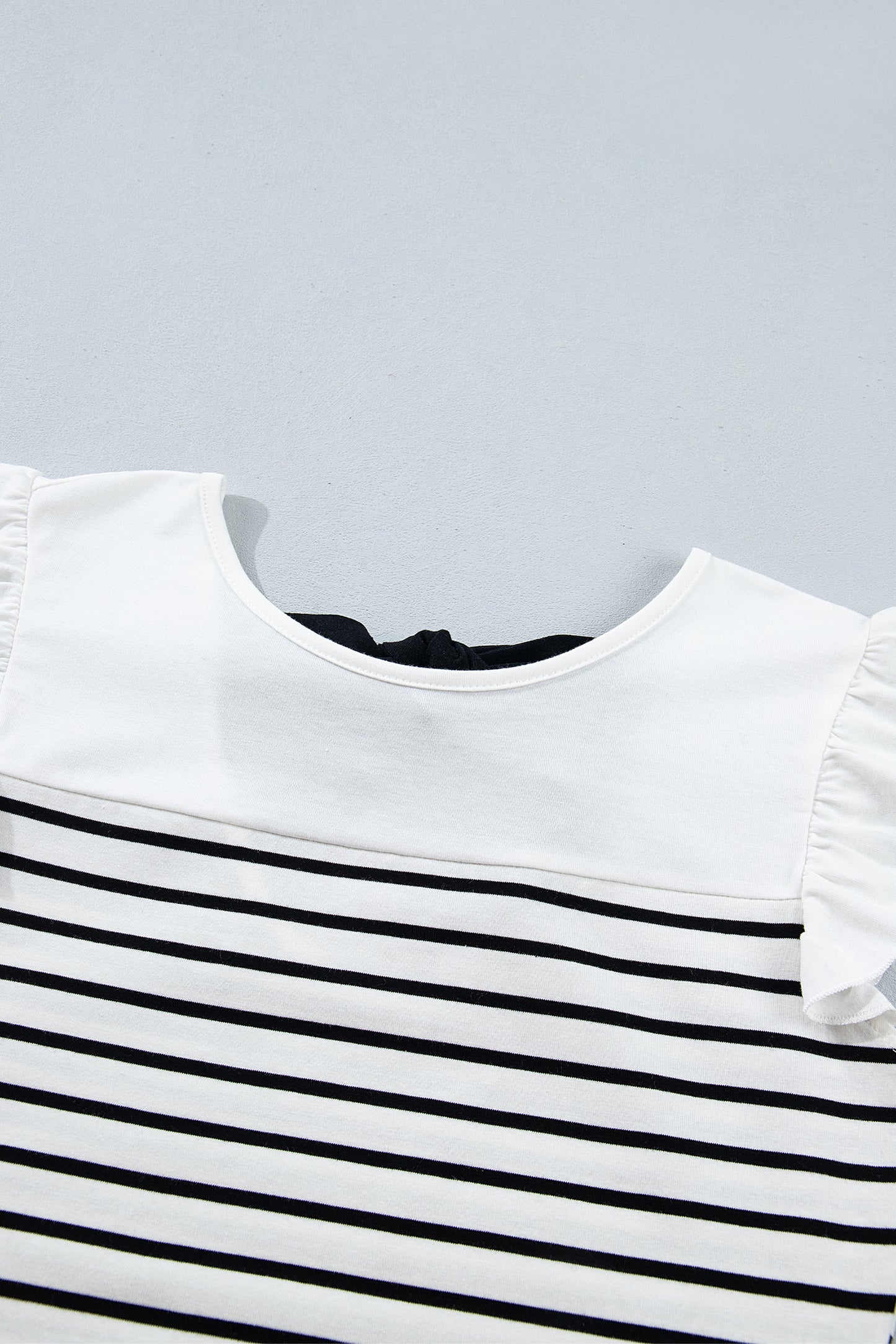 Stripe Contrast Bow Tie Back Ruffle Tank Top