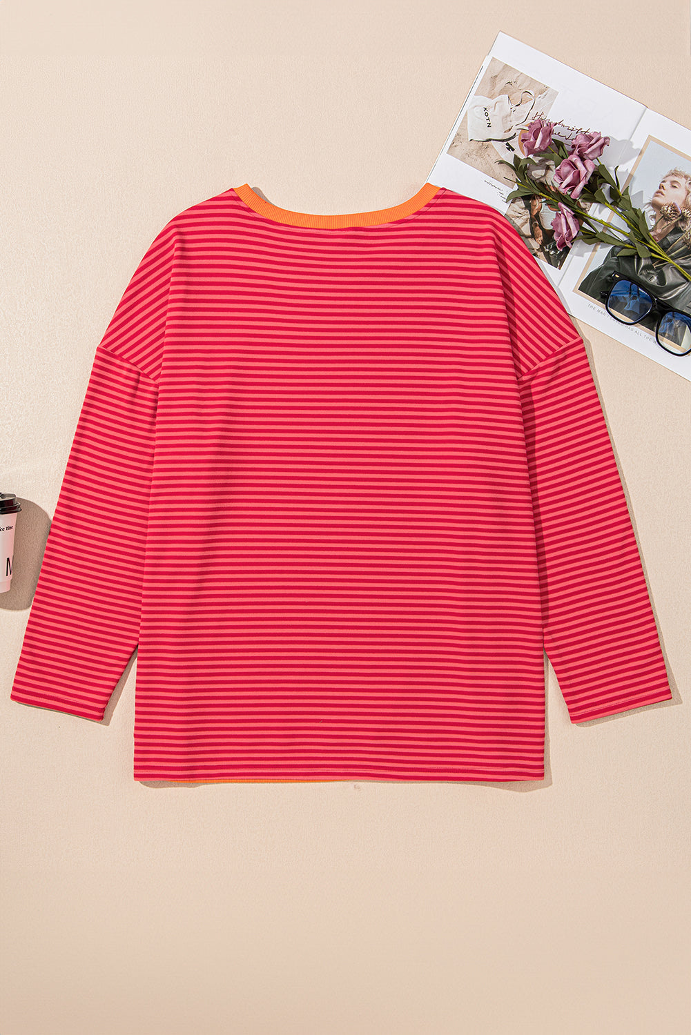 Stripe Long Sleeve Top Plus Size