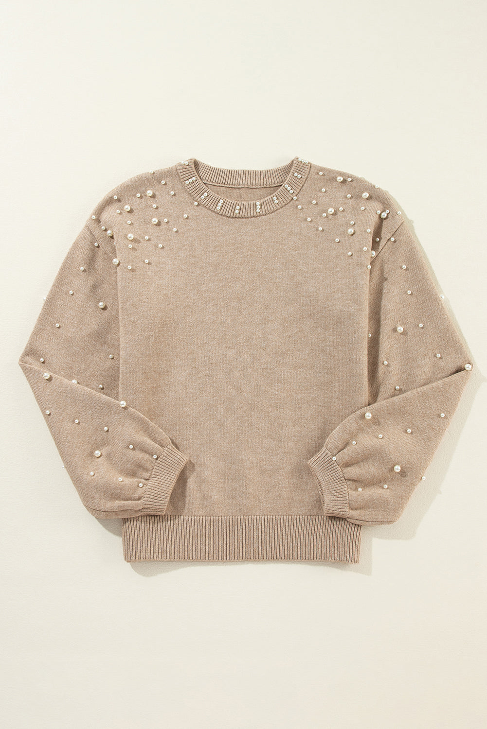 Pearl Embellished Round Neck Sweater