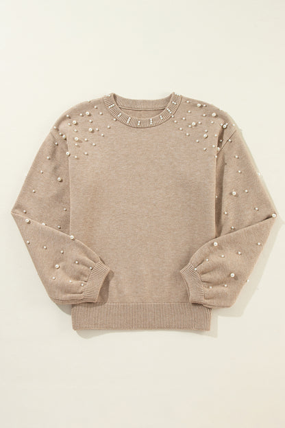 Pearl Embellished Round Neck Sweater