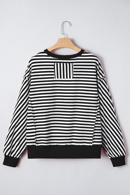 Stripe Reverse Seam Drop Shoulder Top