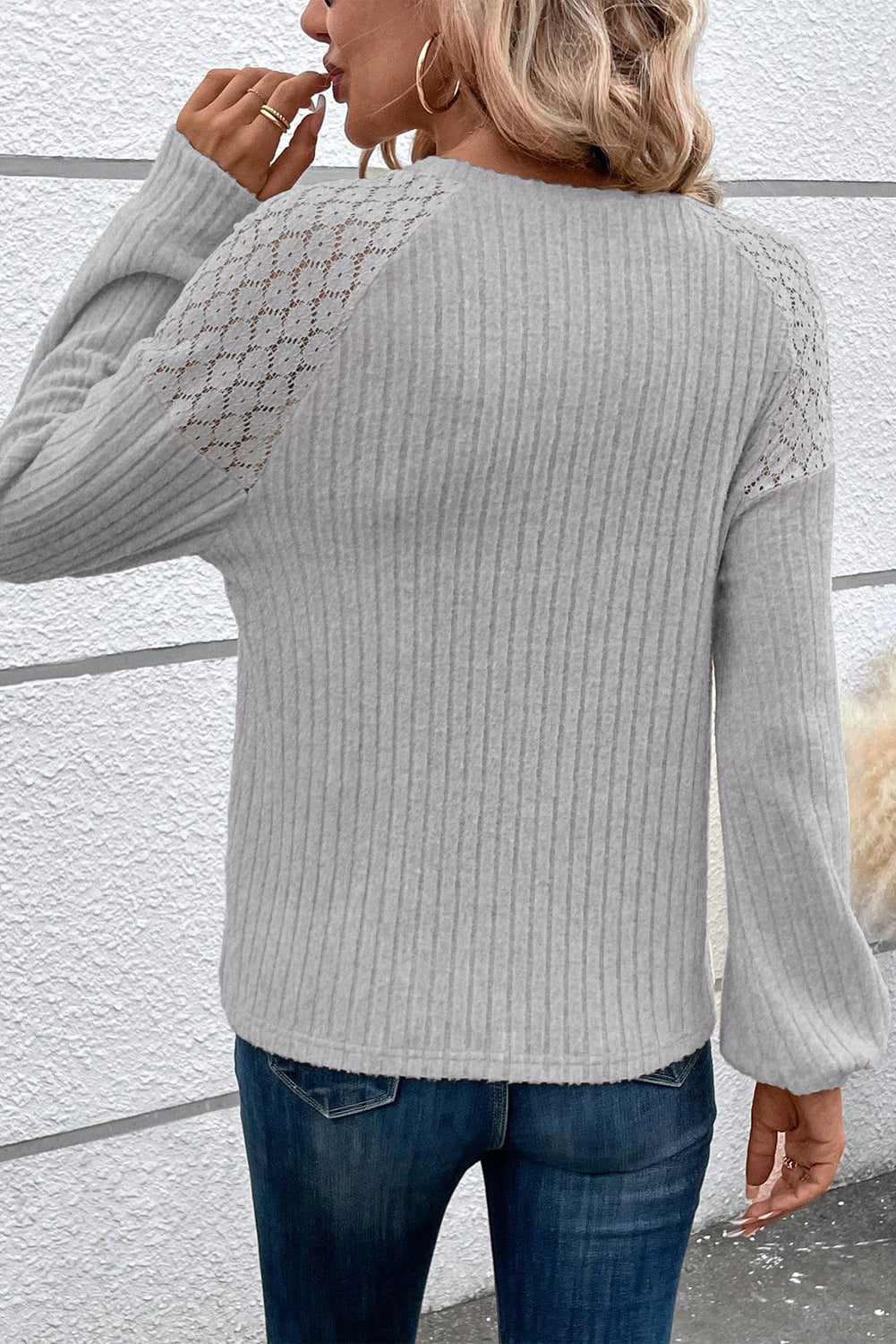 Contrast Lace Raglan Sleeve Top