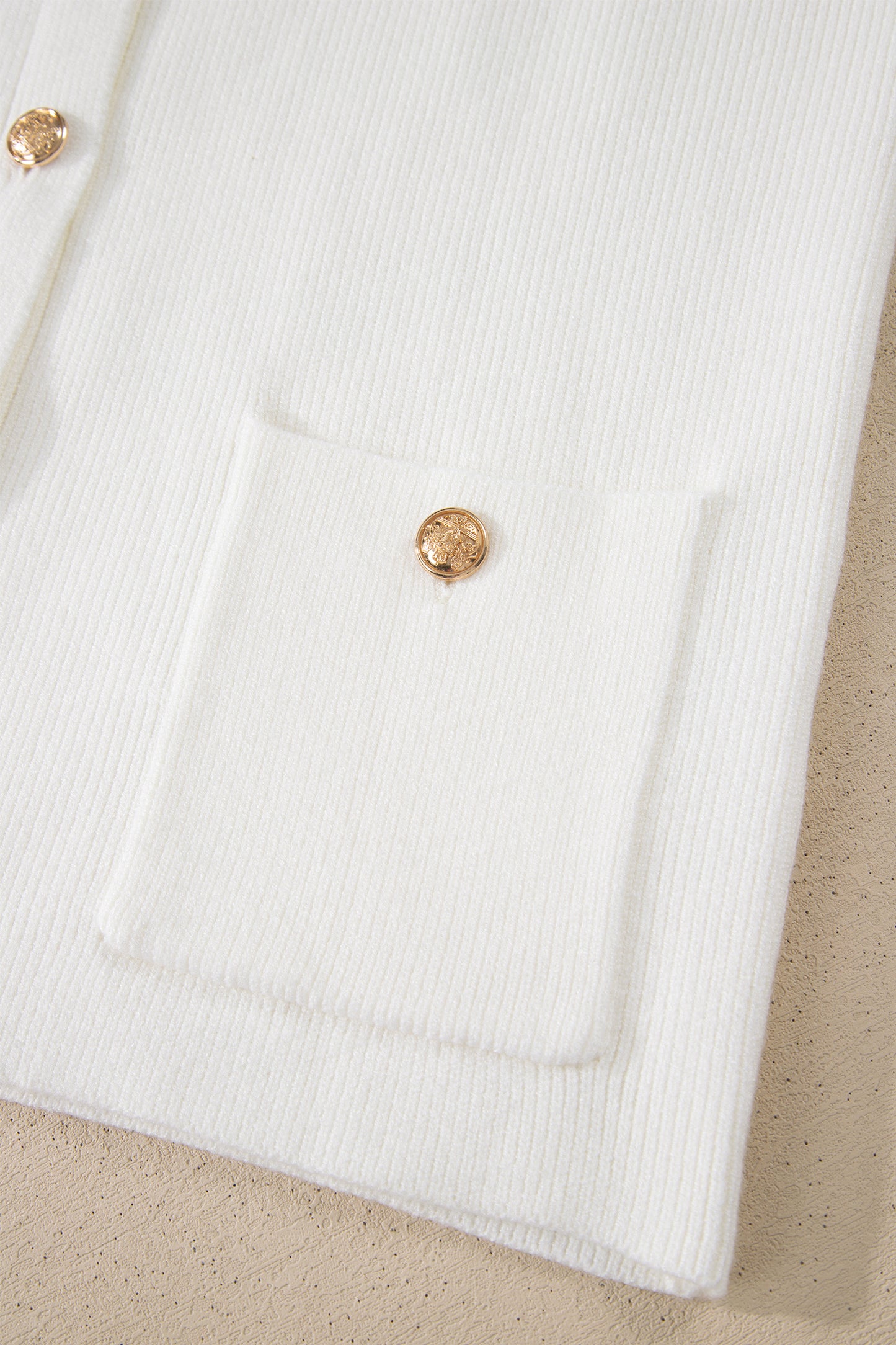 Solid Knit Sleeveless Button Front Pocketed Sweater