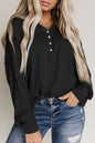 Waffle Dolman Sleeve Henley Top