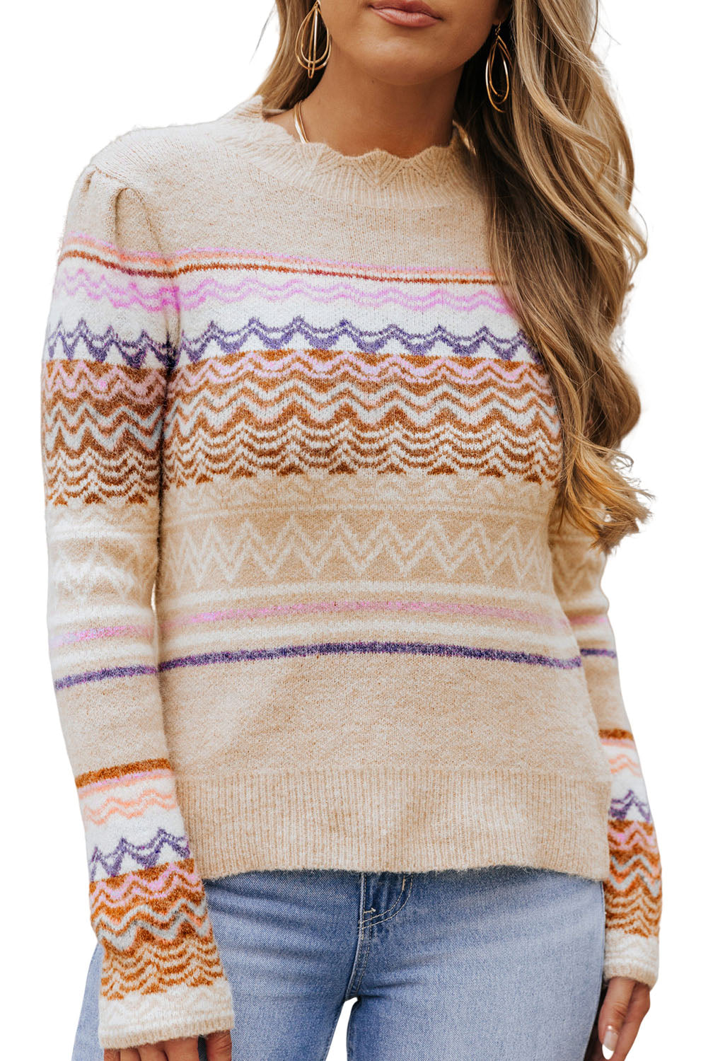 NEW! Geometric Stripe Knit Sweater