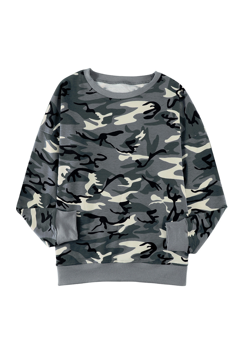 Camouflage Drop Shoulder Pullover Sweatshirt