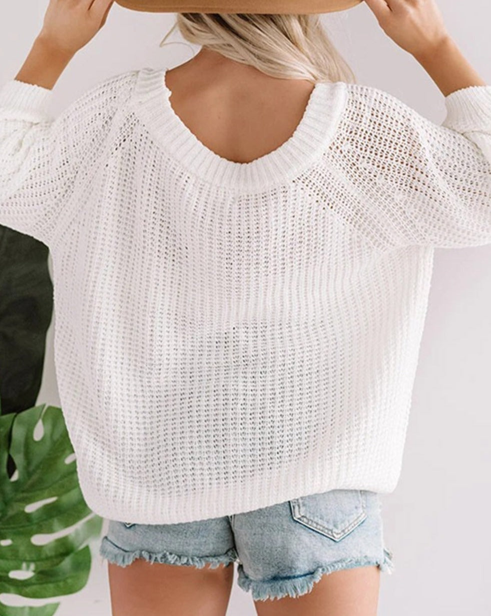 NEW! Pointelle Loose Knit Sweater