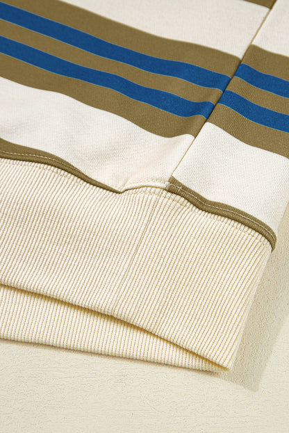 Stripe Crewneck Drop Shoulder Sweatshirt