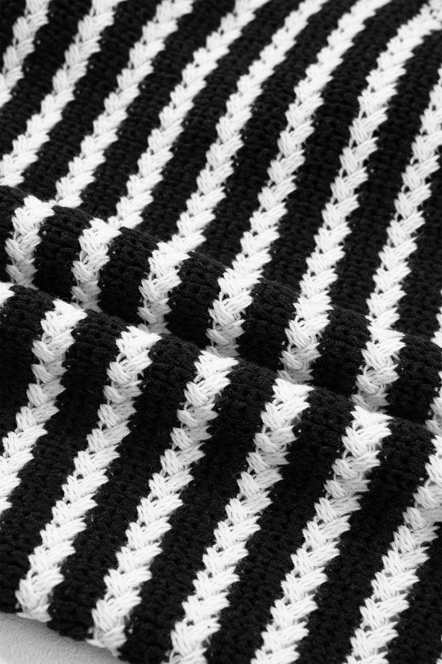 Stripe Bow Tie V-Neck Short Sleeve Sweater