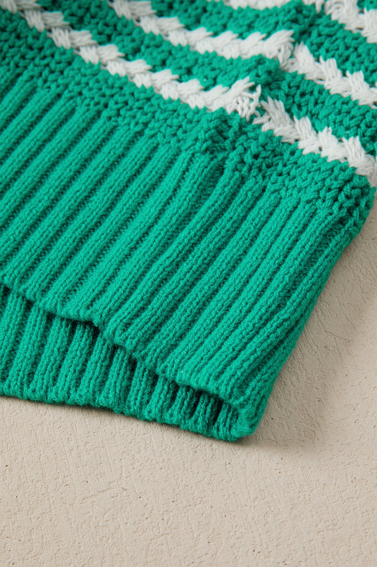 Stripe Bow Tie V-Neck Short Sleeve Sweater