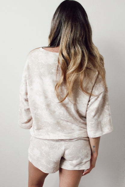 Tie Dye 3/4 Sleeve Top and Shorts Set
