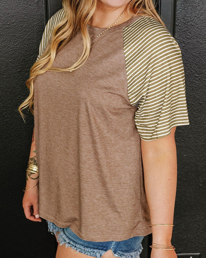 Stripe Raglan Sleeve T-Shirt Plus Size