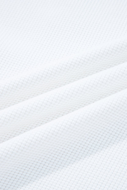 Solid Waffle Ribbed Patchwork Dolman Sleeve Oversized Top