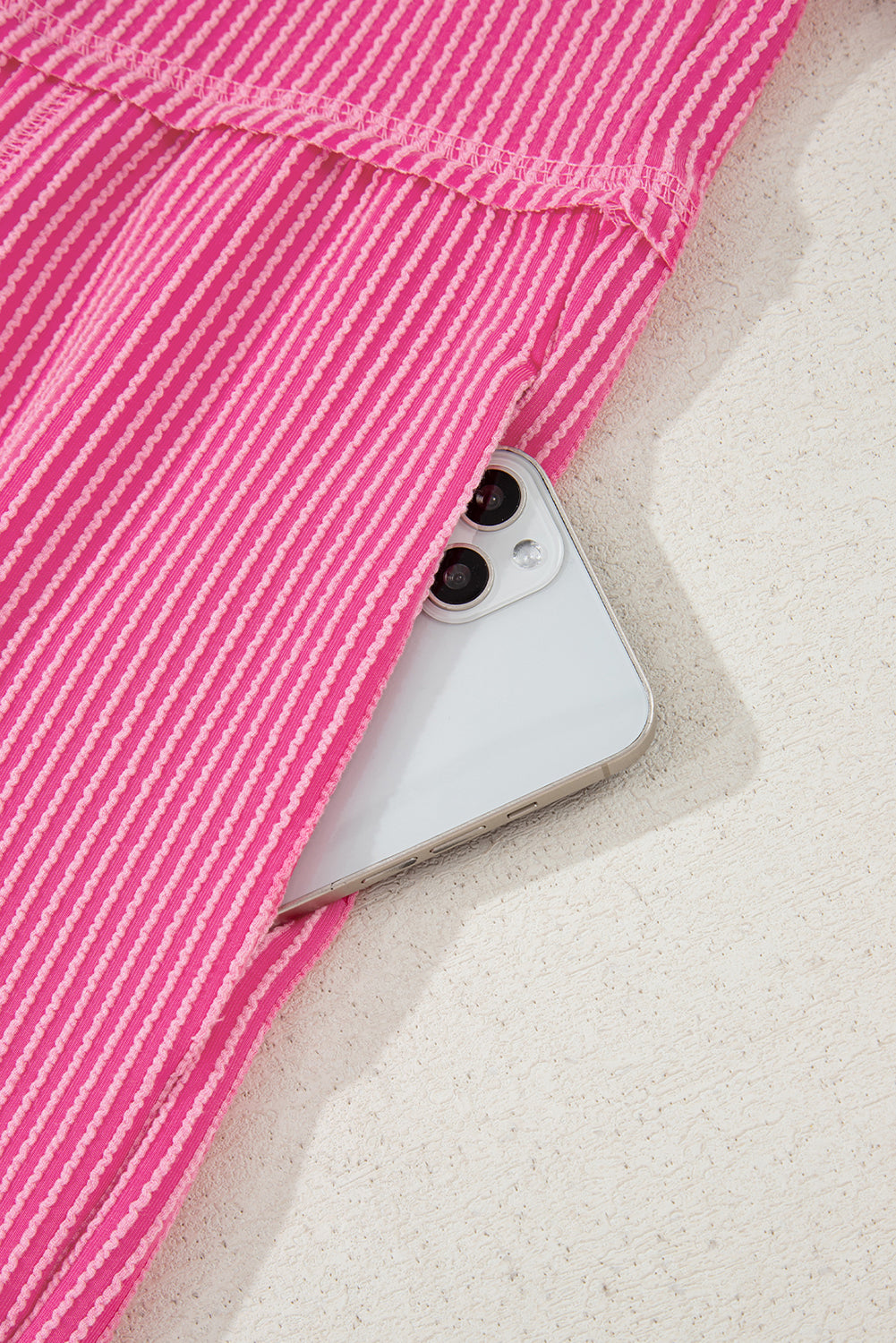 Corded Knit Buttoned V-Neck Short Sleeve Romper