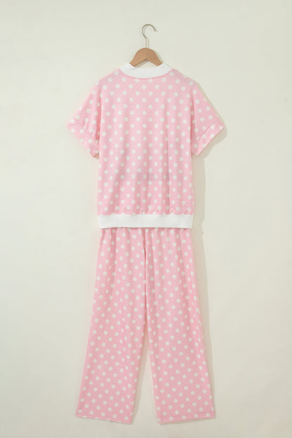 Polka Dot Mock Neck Top & Pants Set