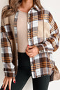 Plaid Waffle Knit Patchwork Shacket