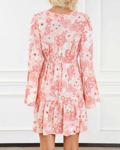 Floral Ruffle Bell Sleeve Dress