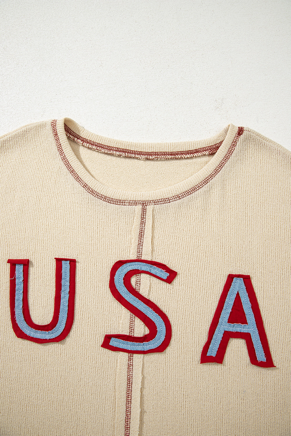 USA Star Contrast Patchwork Exposed Seam Top
