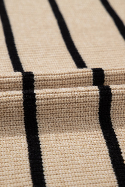 Stripe Shawl Neck Pocketed Open Cardigan