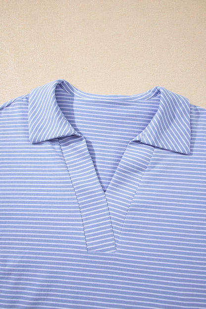 Stripe Polo Shirt and Drawstring Shorts Set