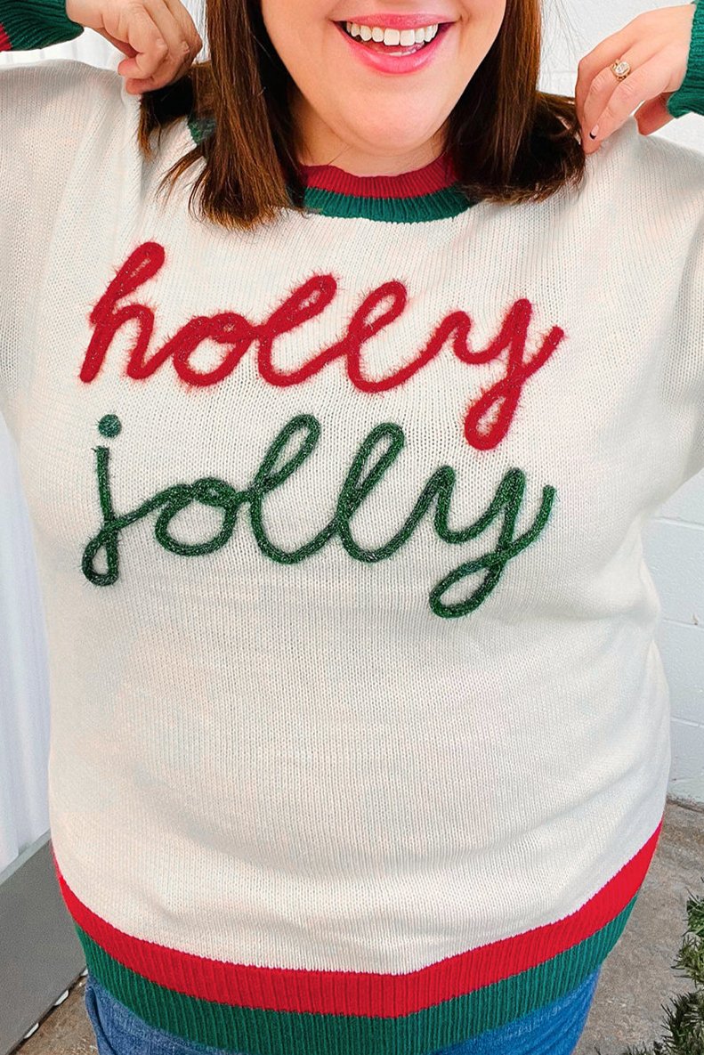 Plus Size Holly Jolly Tinsel Colorblock Sweater