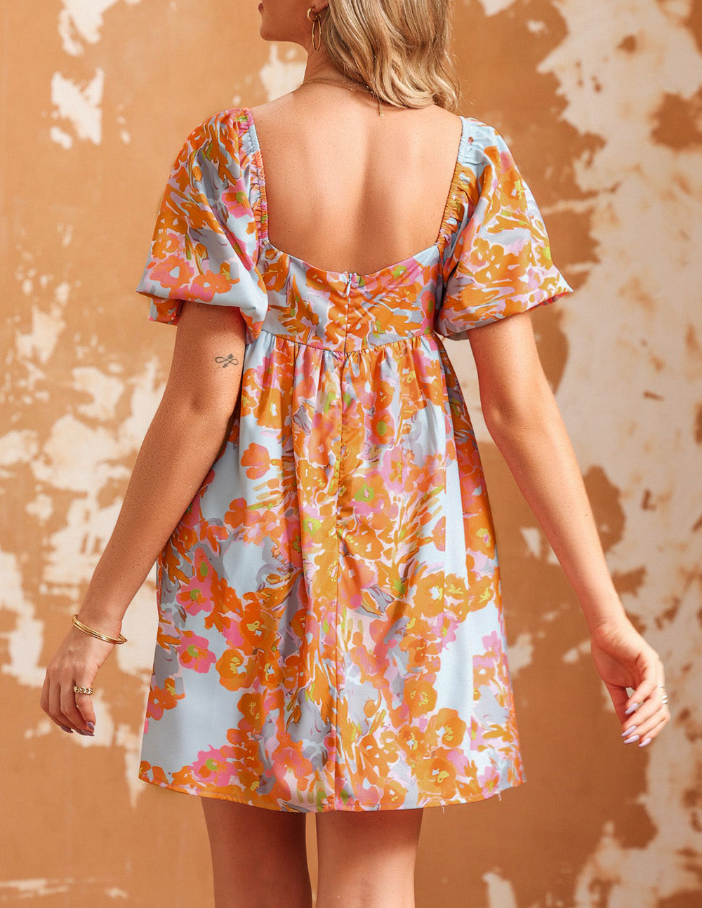 Floral Escape Shirring Babydoll Dress