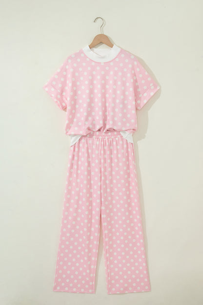 Polka Dot Mock Neck Top & Pants Set