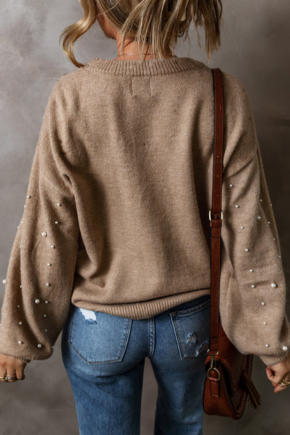 Pearl Embellished Round Neck Sweater