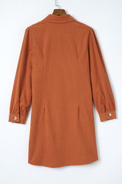 Corduroy Long Sleeve Shirt Dress