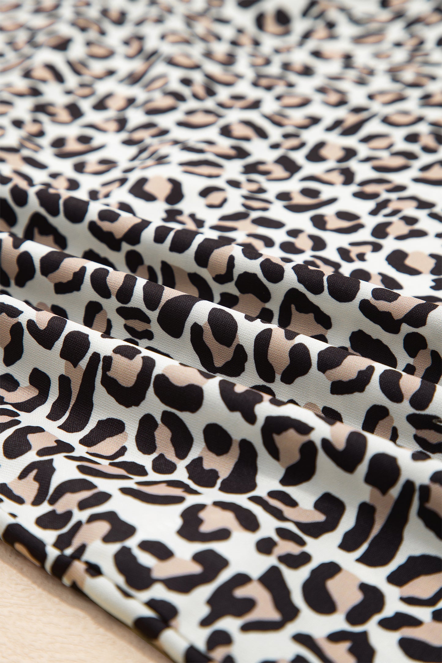 Leopard Colorblock Stripe V-Neck Short Sleeve Blouse