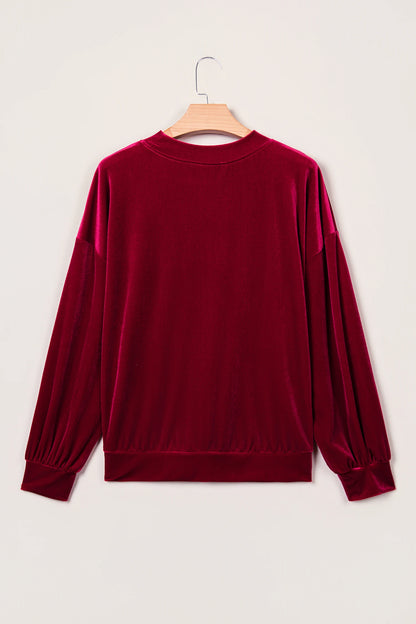 Christmas MERRY/PRAY Polka Dot Letter Print Velvet Sweatshirt