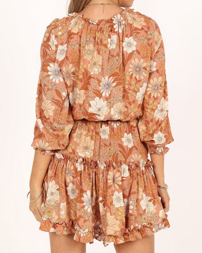 Floral Smocked Waist Ruffle Dress