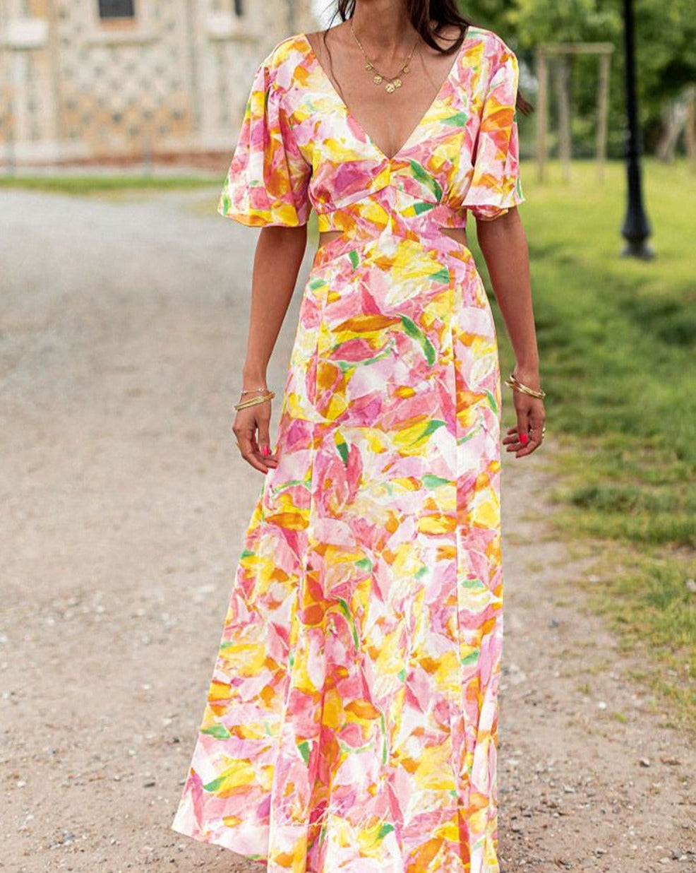 Floral Tie Back Maxi Dress