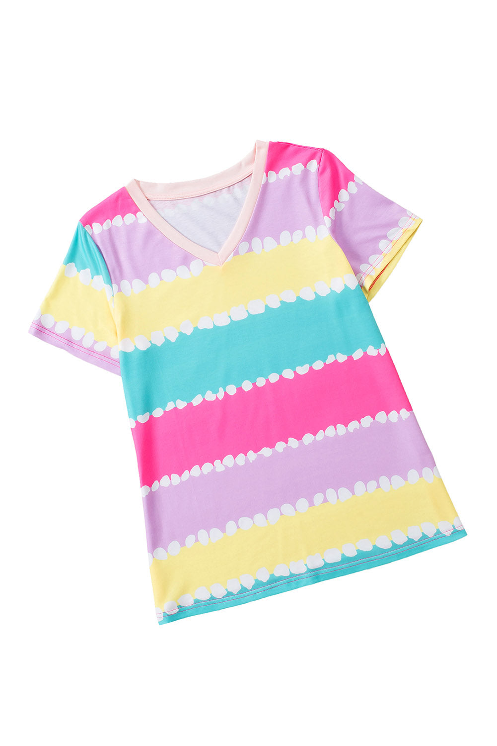 Colorblock Stripe V-Neck T-Shirt