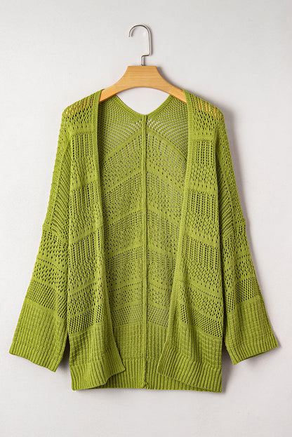 Crochet Knit Oversize Open Front Cardigan