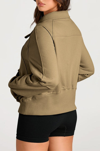 Quarter Zip Kangaroo Pocket Sweatshirt