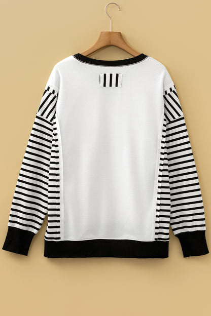 Stripe Patchwork Long Sleeve Knit Top