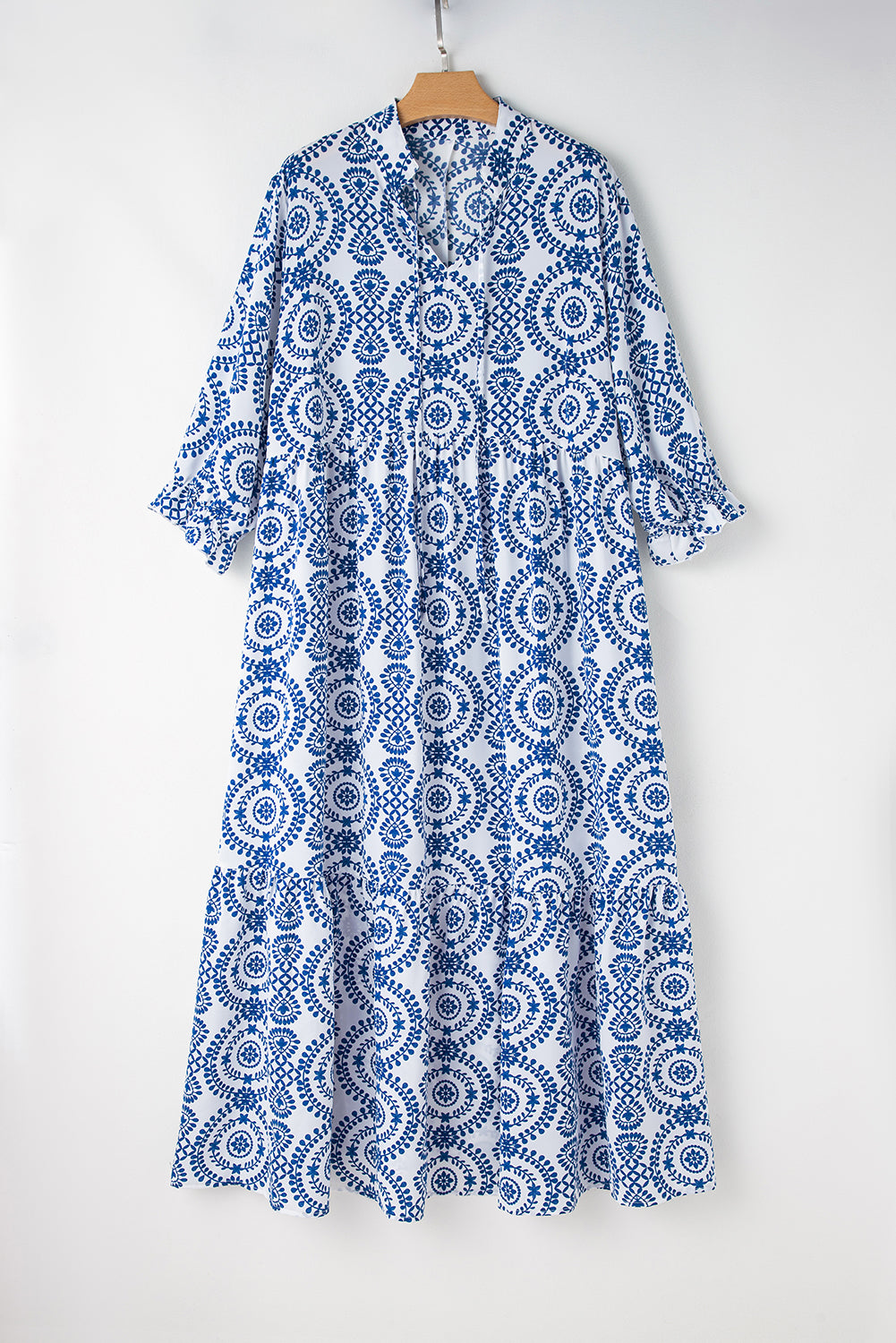 Geometric V-Neck Maxi Dress Plus Size