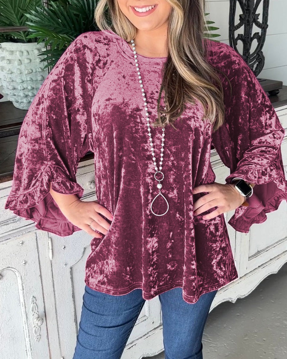 Velvet Pagoda Sleeve Top