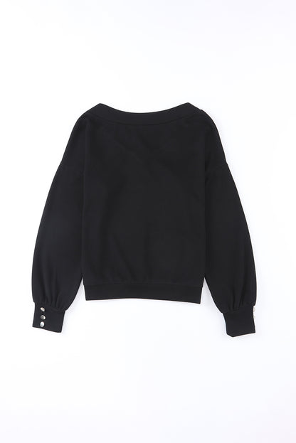 Buttoned Cuffs Long Sleeves Sweatshirt